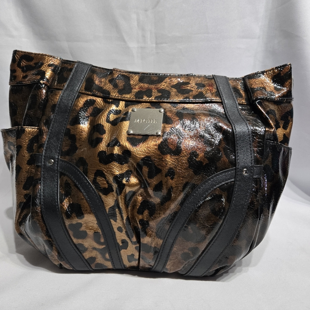 Miche Demi Shell Lisa Excellent Condition Black Faux Patent Leather Leopard Chee